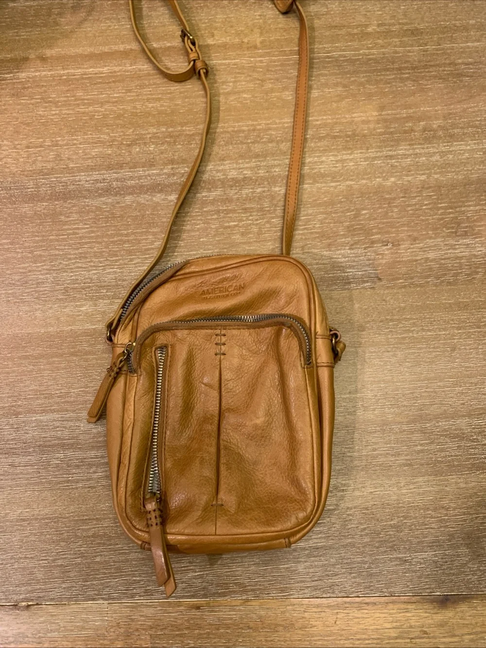 American Leather Company Leather Crossbody Messenger Bag in Tan